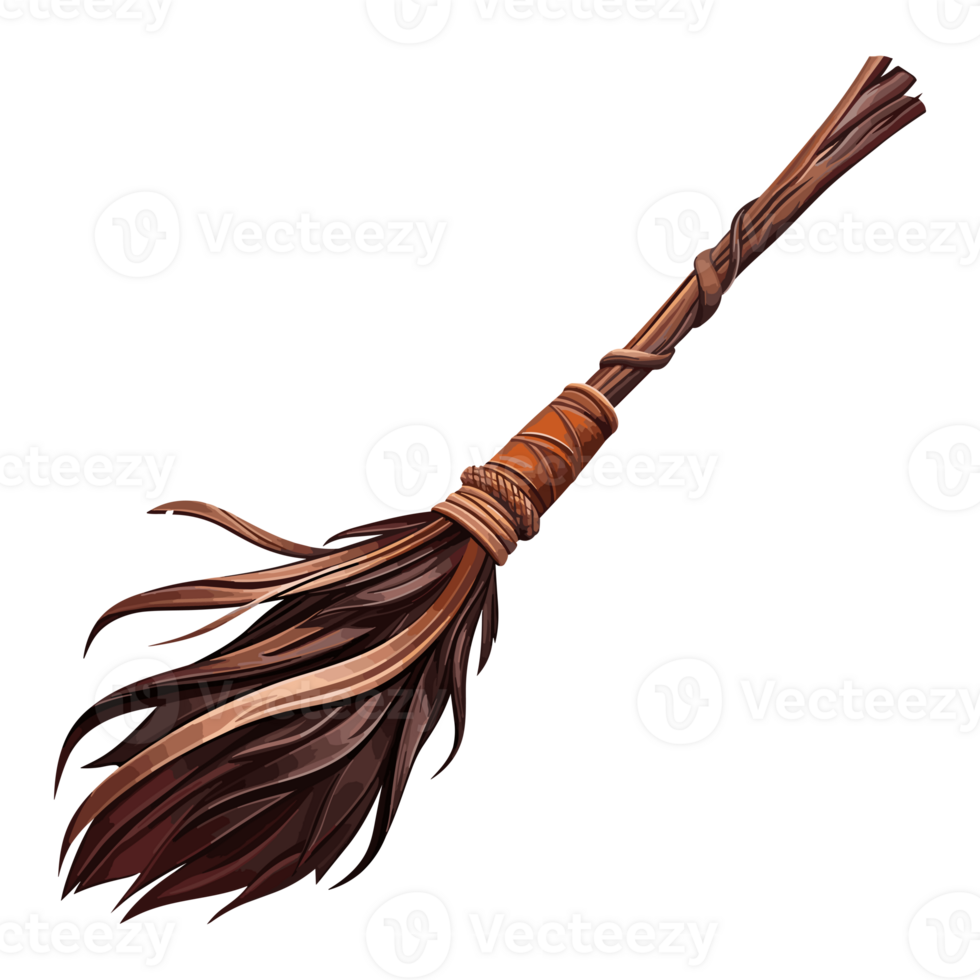 Magic witch broomstick Halloween and witchcraft item hand drawn png
