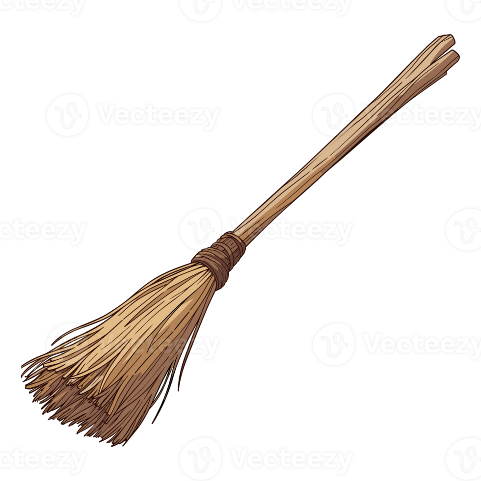 Magic witch broomstick Halloween and witchcraft item hand drawn png