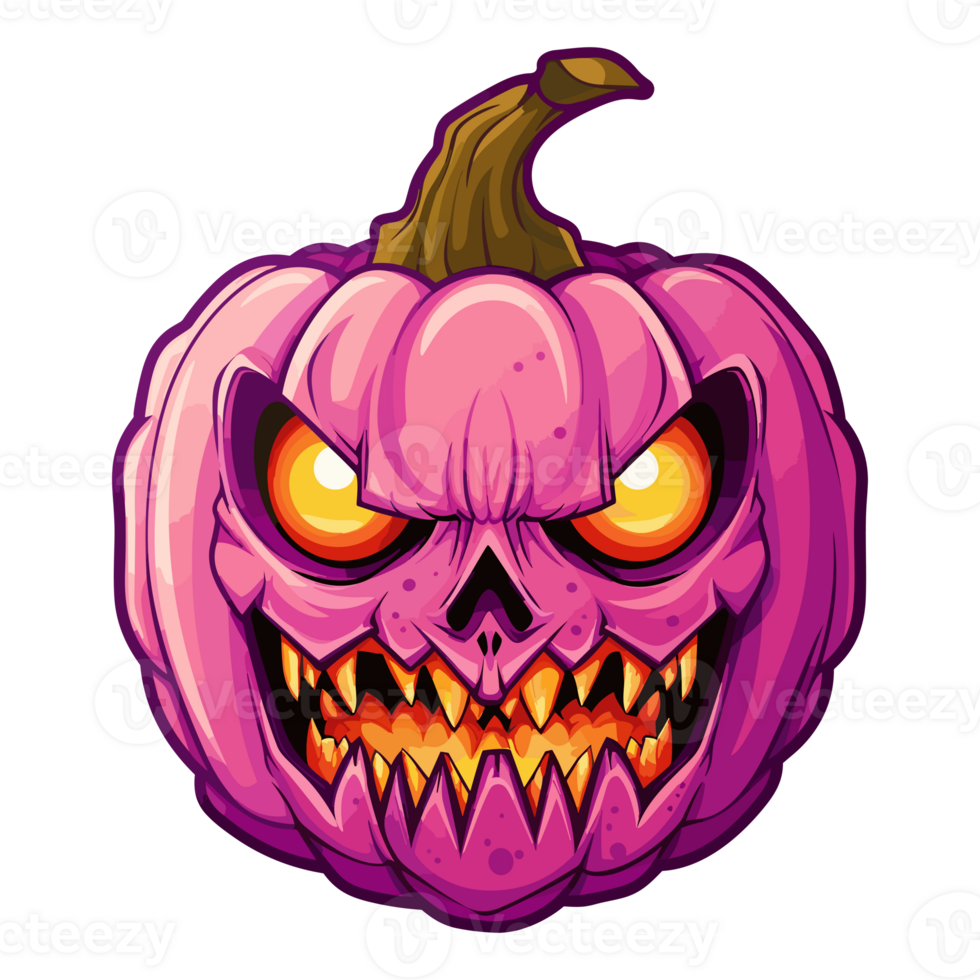 Halloween Pink Pumpkin Clipart, Monster Pink Pumpkin Jack O Lantern Illustration. png