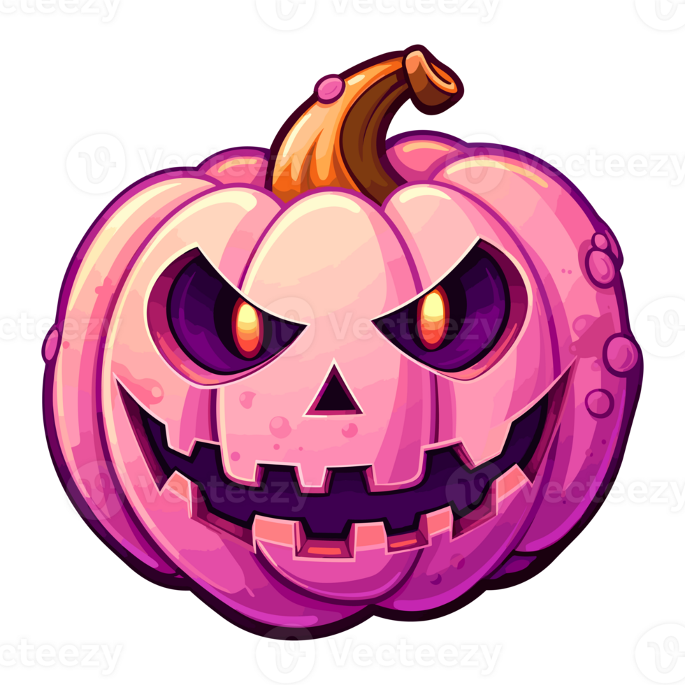 Halloween Pink Pumpkin Clipart, Monster Pink Pumpkin Jack O Lantern Illustration. png