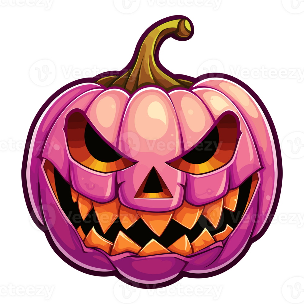 Halloween Pink Pumpkin Clipart, Monster Pink Pumpkin Jack O Lantern Illustration. png