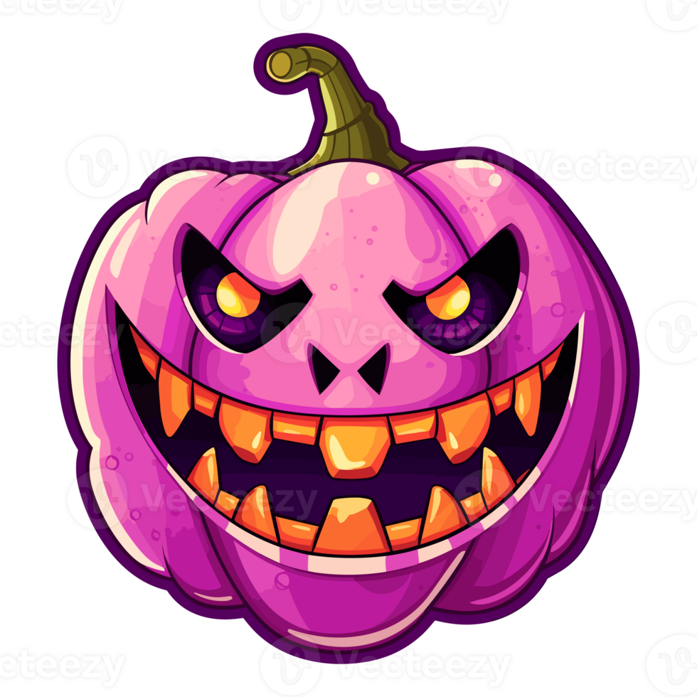 Halloween Pink Pumpkin Clipart, Monster Pink Pumpkin Jack O Lantern Illustration. png