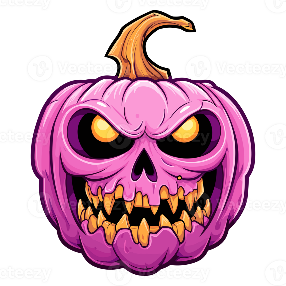 Halloween Pink Pumpkin Clipart, Monster Pink Pumpkin Jack O Lantern Illustration. png