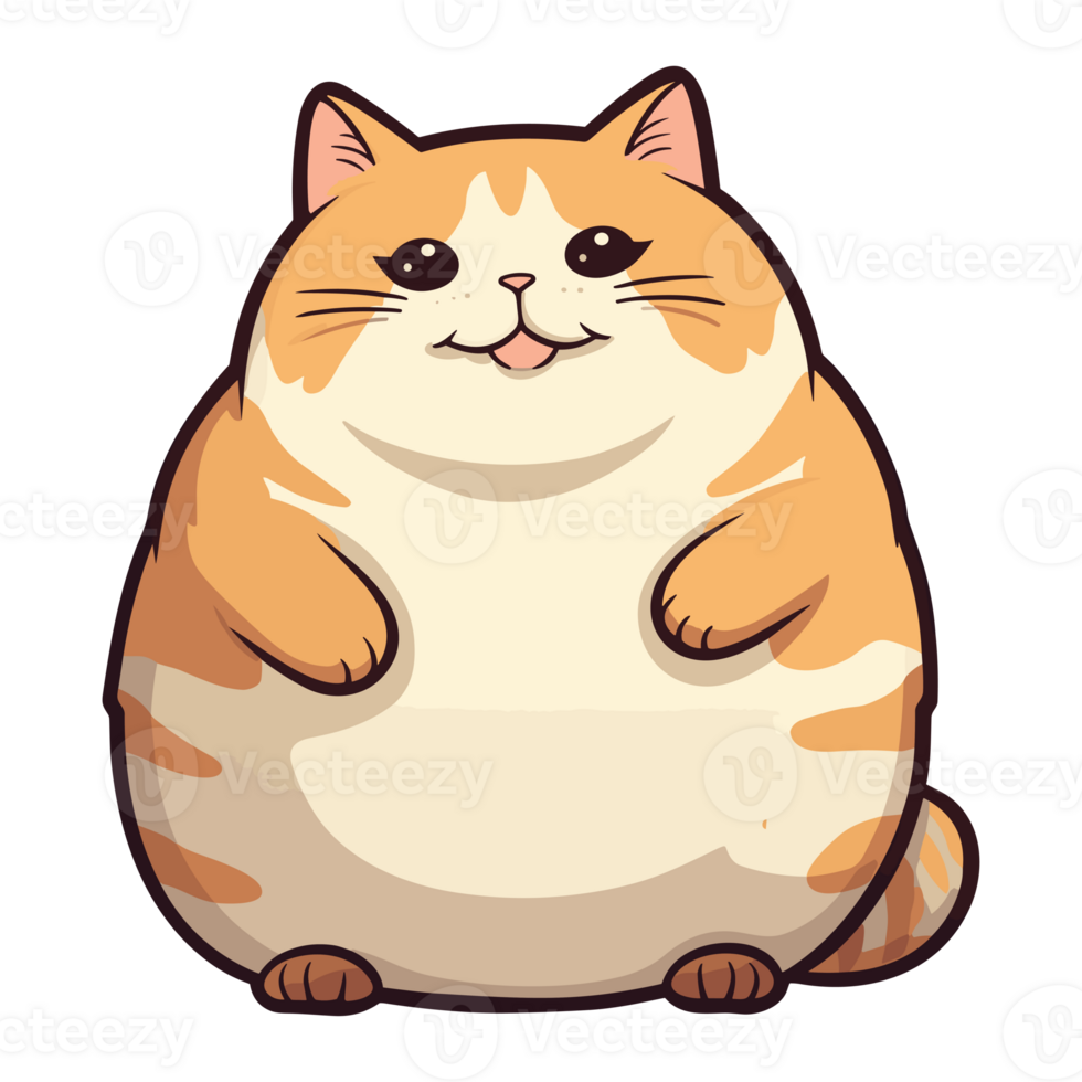 Cute fat cat sticker design, Funny crazy cartoon illustration 26721586 PNG
