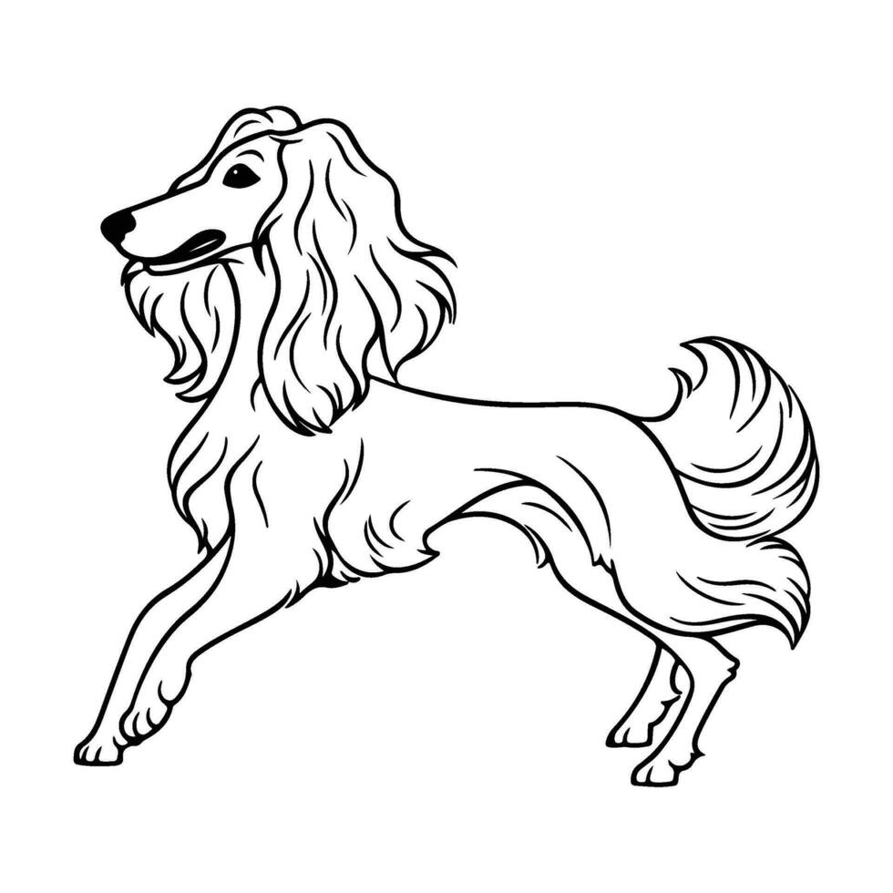 afgano sabueso, mano dibujado dibujos animados personaje, perro icono. vector