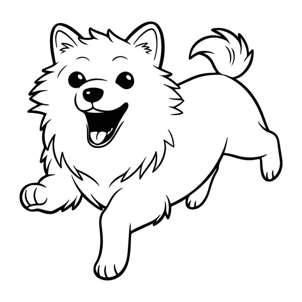 American Eskimo dog, hand drawn cartoon character, dog icon. vector
