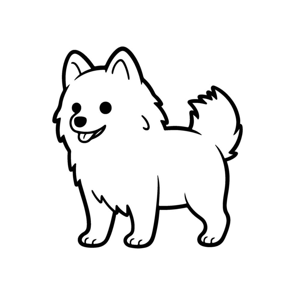 American Eskimo dog, hand drawn cartoon character, dog icon. vector