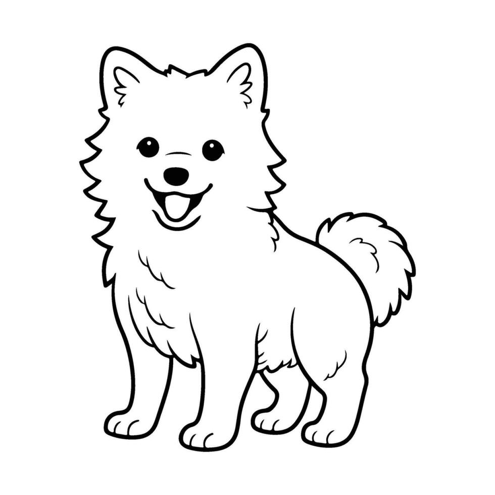 American Eskimo dog, hand drawn cartoon character, dog icon. vector