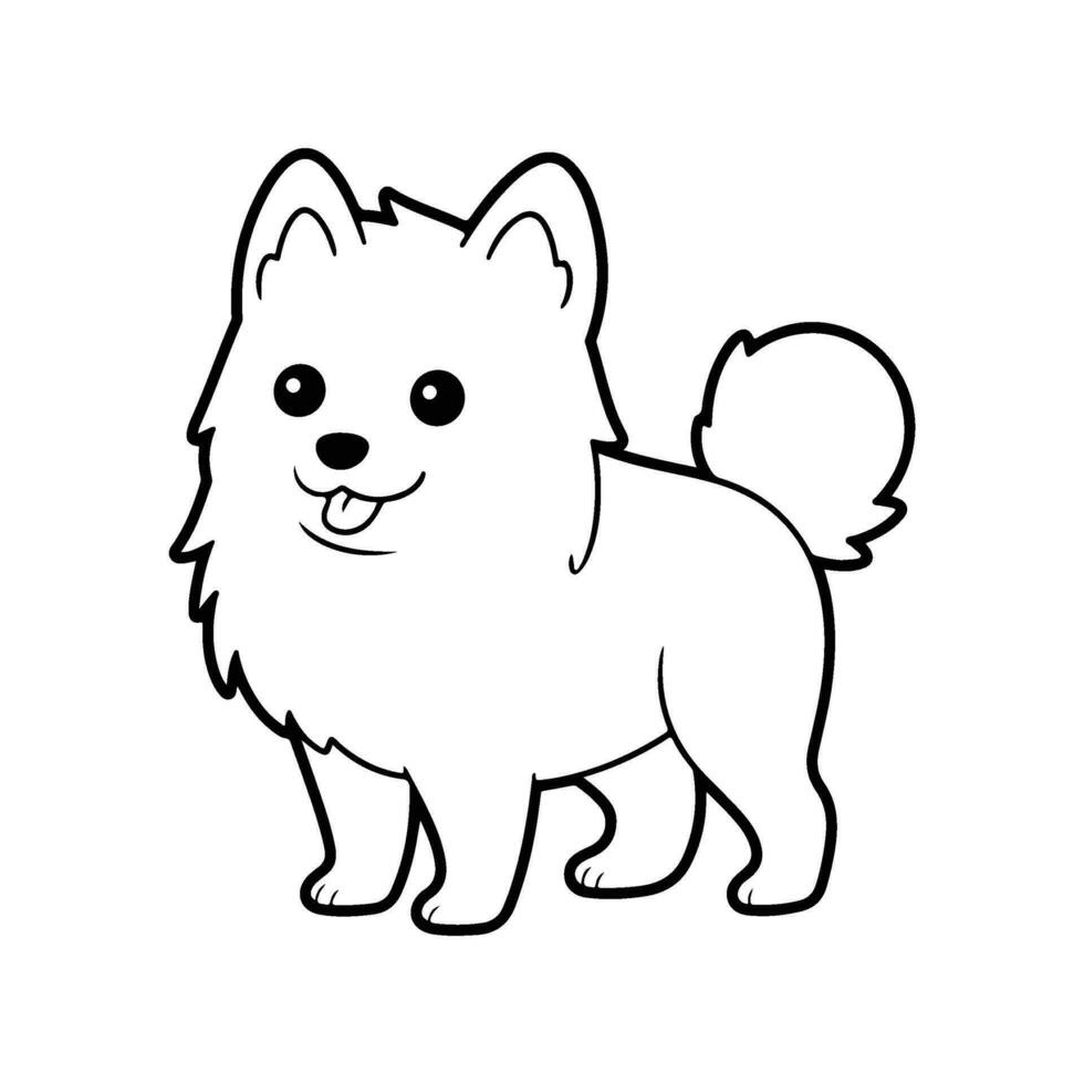 American Eskimo dog, hand drawn cartoon character, dog icon. vector