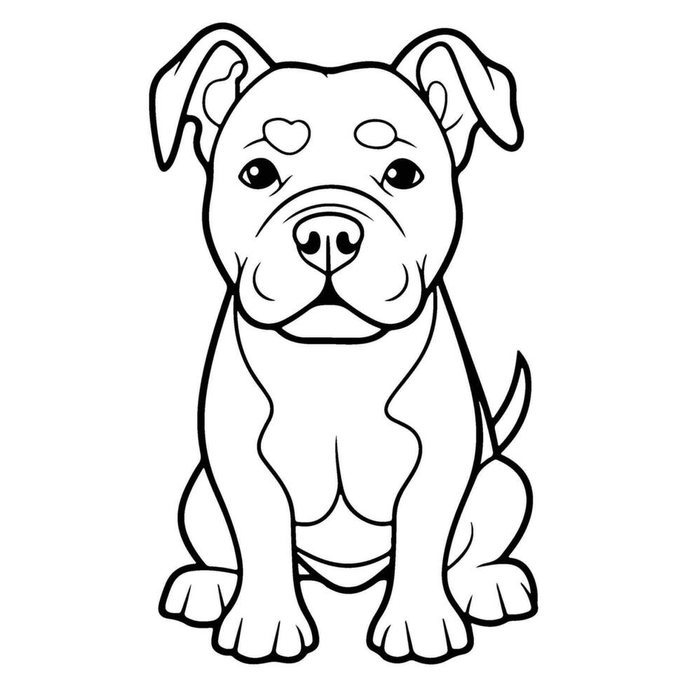 American pit bull, hand drawn cartoon character, dog icon. vector