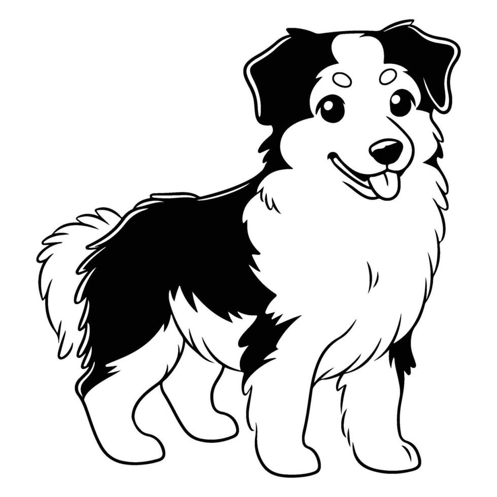 Australian Shepherd, hand drawn cartoon character, dog icon. vector