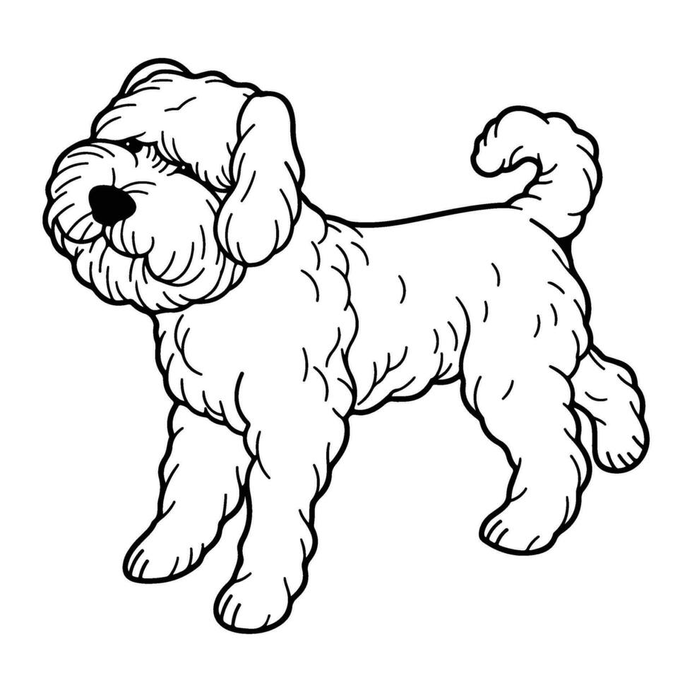Black Russian Terrier, hand drawn cartoon character, dog icon. vector