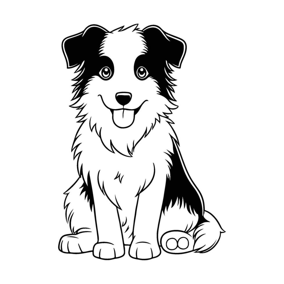 frontera collie, mano dibujado dibujos animados personaje, perro icono. vector