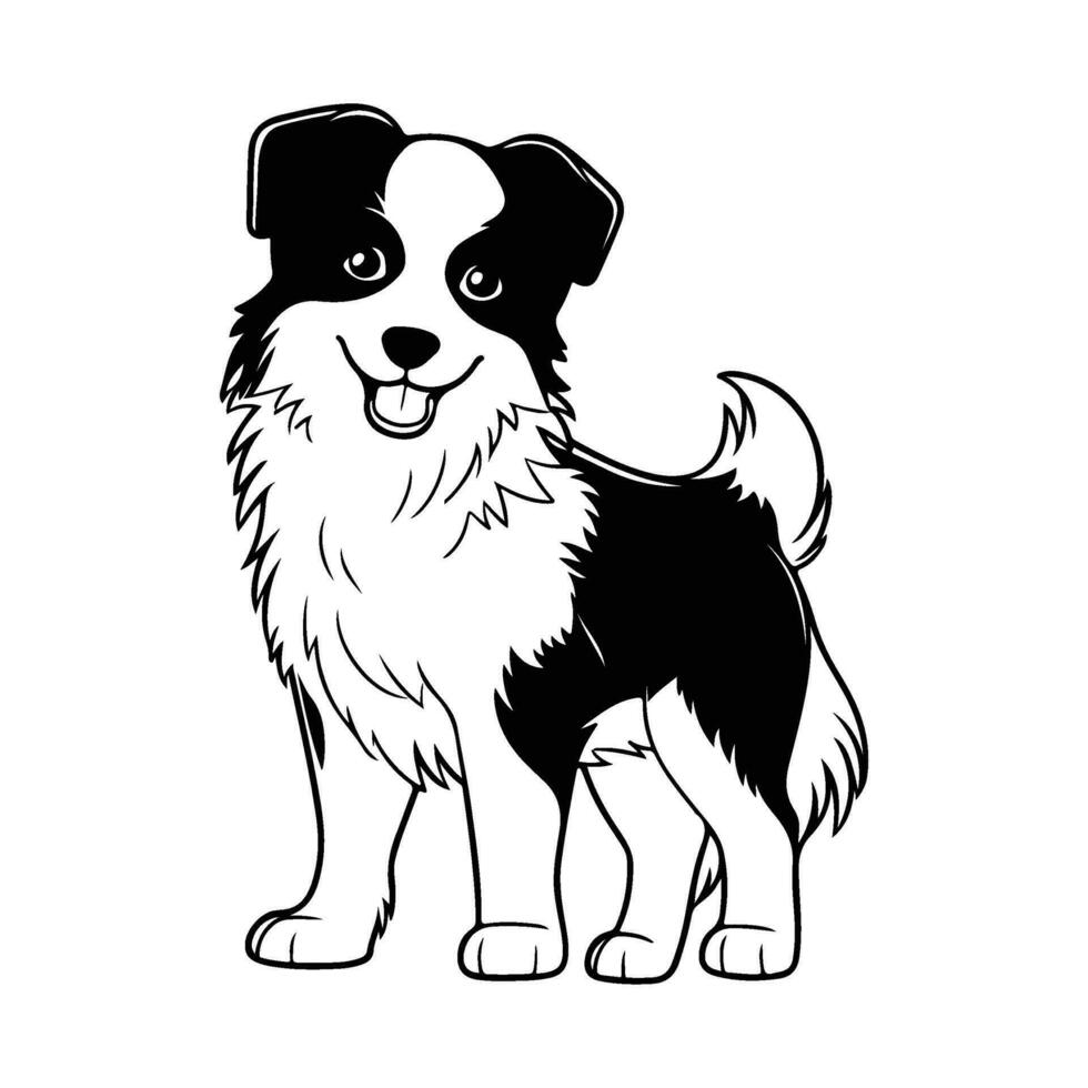 frontera collie, mano dibujado dibujos animados personaje, perro icono. vector