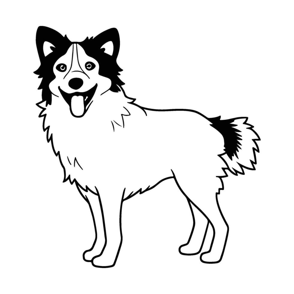 border collie, hand drawn cartoon character, dog icon. vector