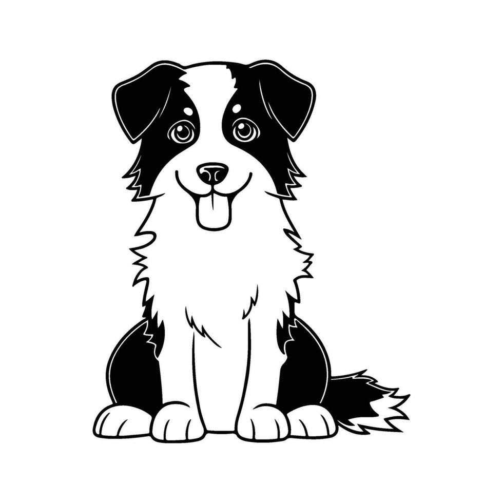 border collie, hand drawn cartoon character, dog icon. vector
