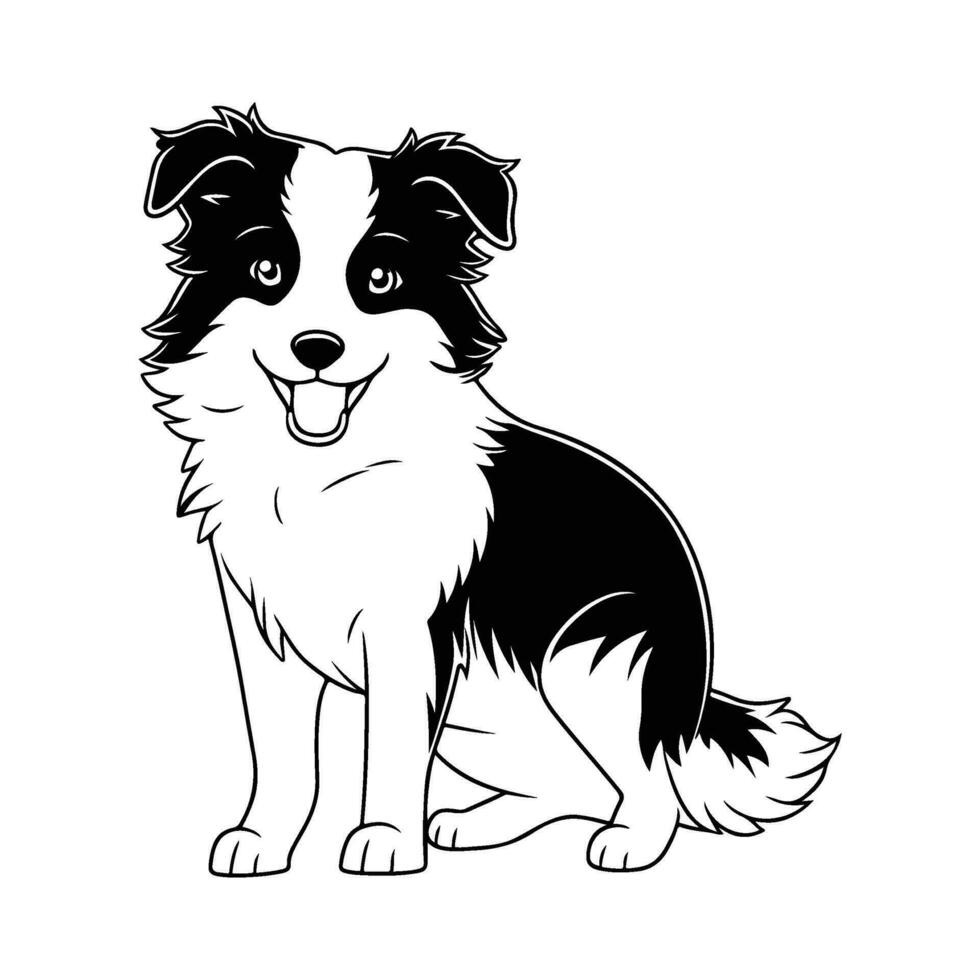 frontera collie, mano dibujado dibujos animados personaje, perro icono. vector