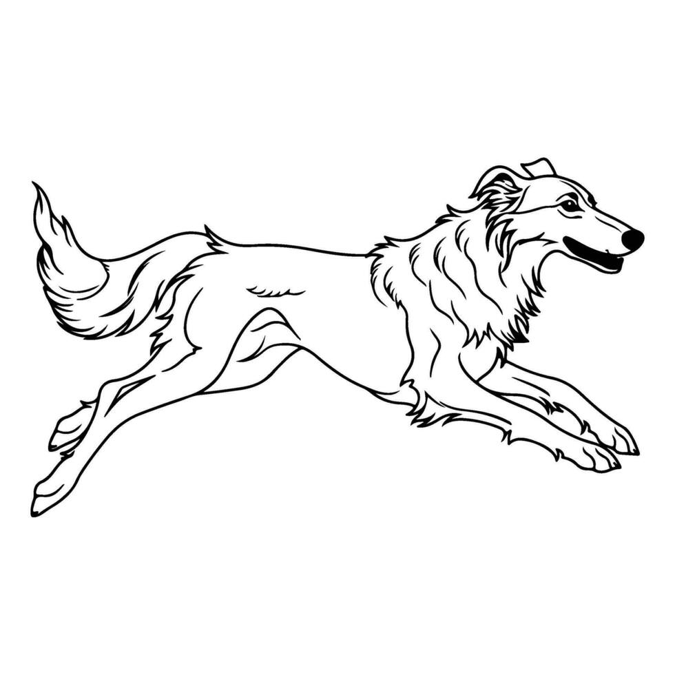 Borzoi, hand drawn cartoon character, dog icon. vector