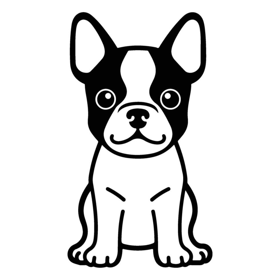Boston Terrier, hand drawn cartoon character, dog icon. vector