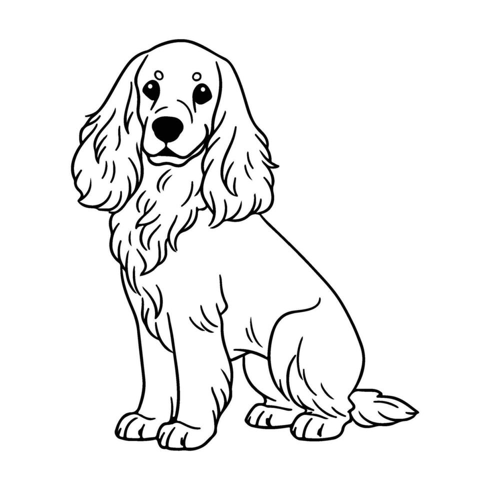 Inglés cocker spaniel perro, mano dibujado dibujos animados personaje, perro icono. vector