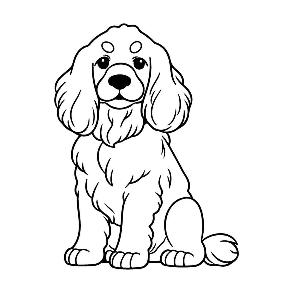 English Cocker Spaniel dog, hand drawn cartoon character, dog icon. vector