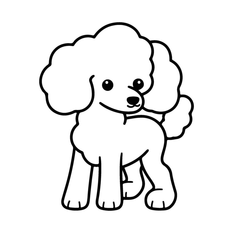 poodle dog, hand drawn cartoon character, dog icon. vector