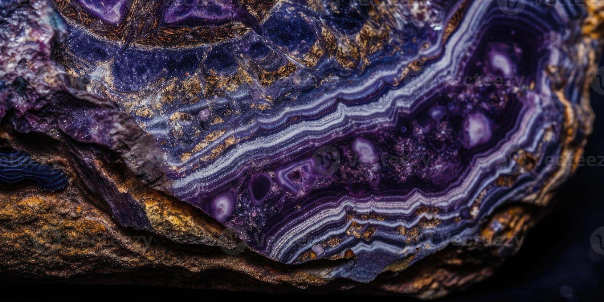 Photo of the mineral stone charoite close-up, macro.
