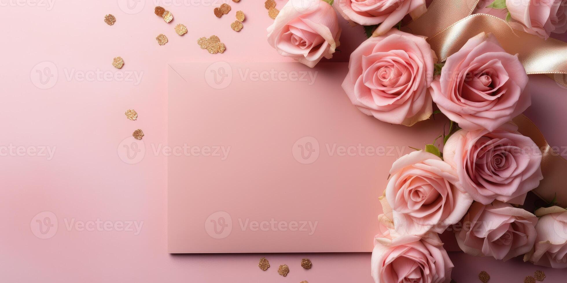 Wedding flowers and wedding invitation. photo