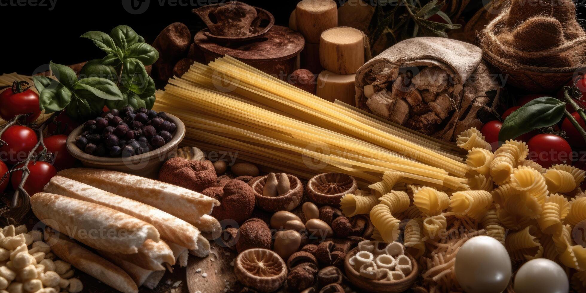 Italian food. Spaghetti. View from above. photo
