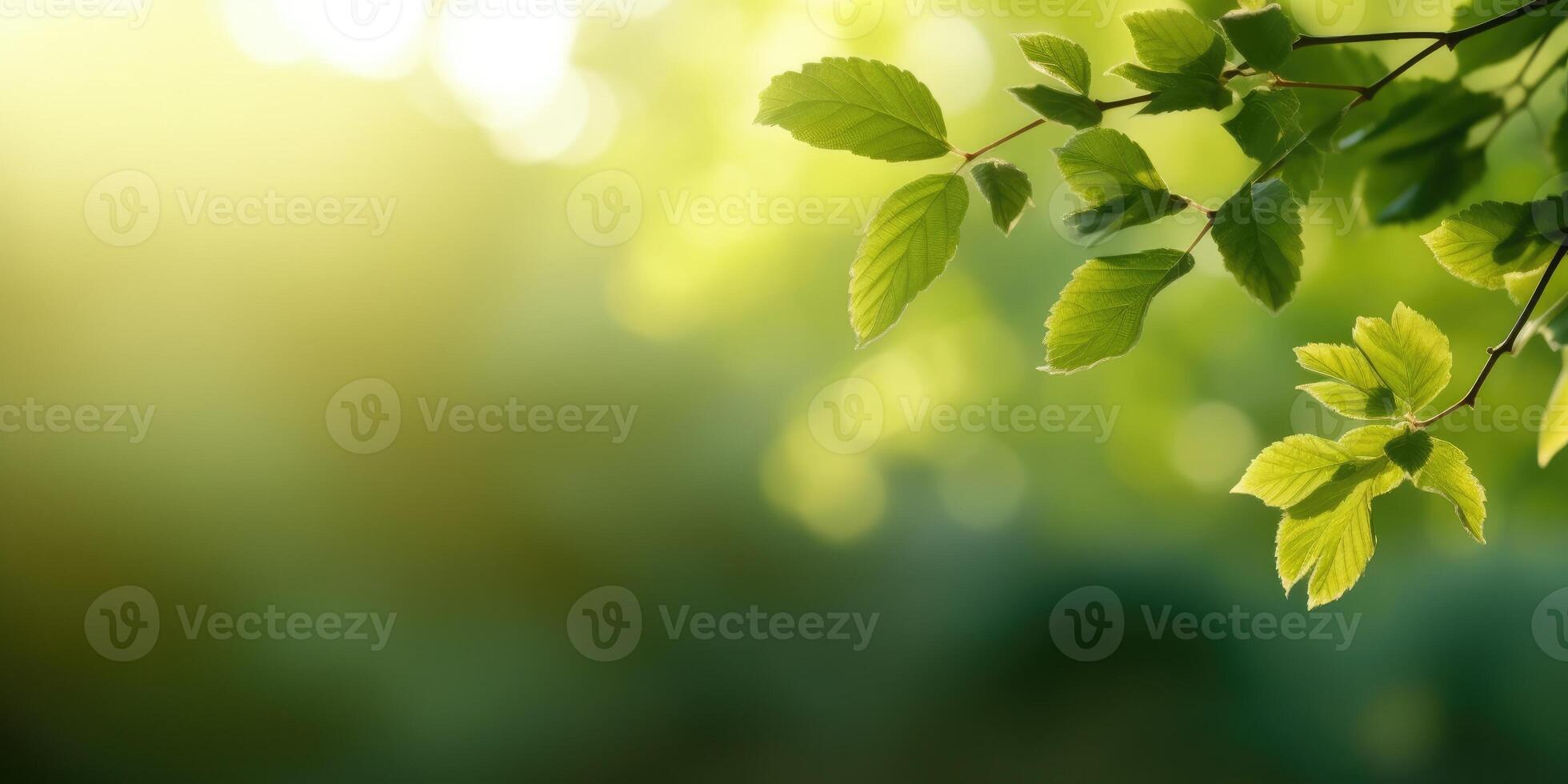 Beautiful floral, green background with space for text. Spring background. Generative AI photo