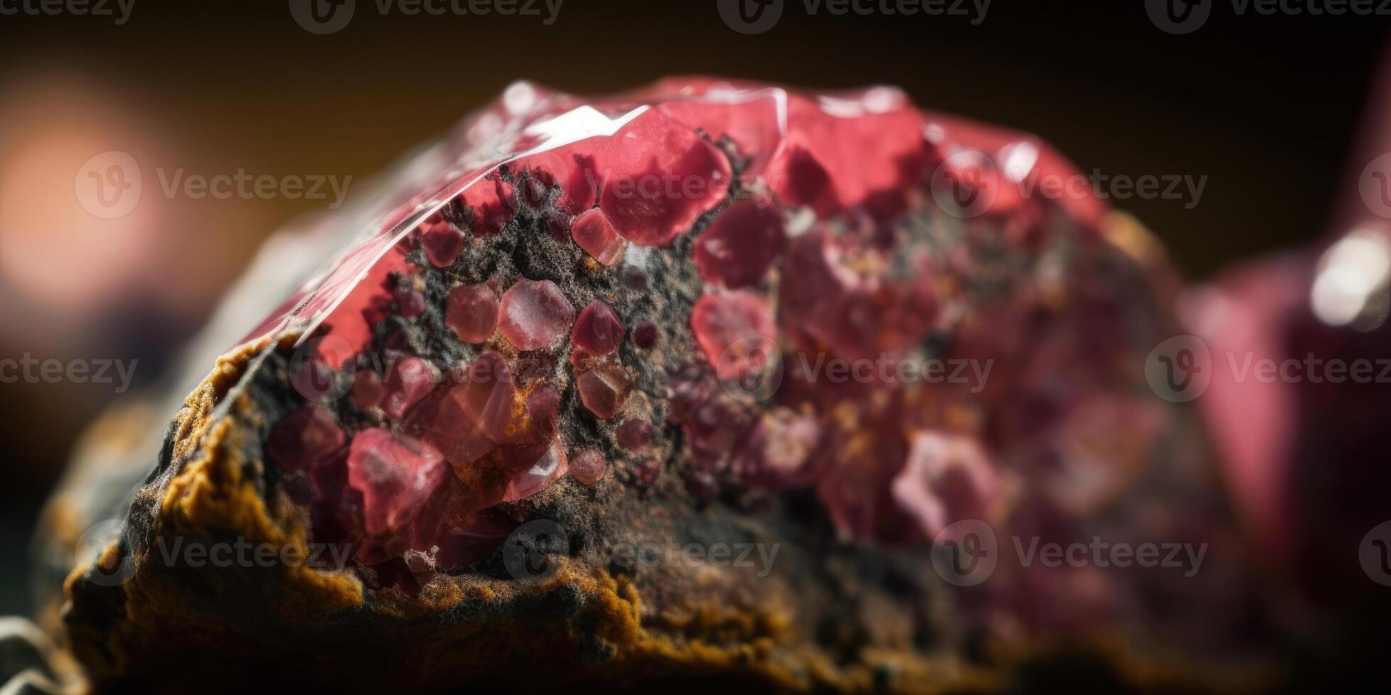 Photo of the mineral stone rhodolite close-up, macro.
