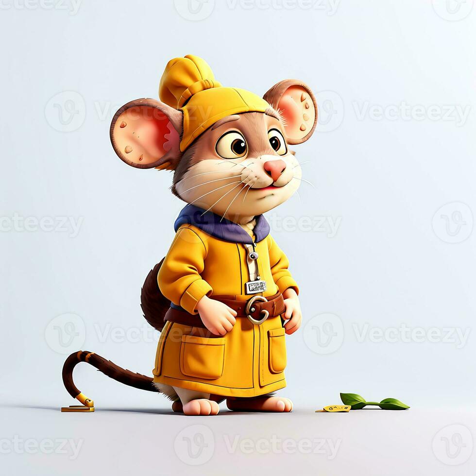 Super cute baby Rat in 3D cartoon style photo AI gendered, 3D Animals photo