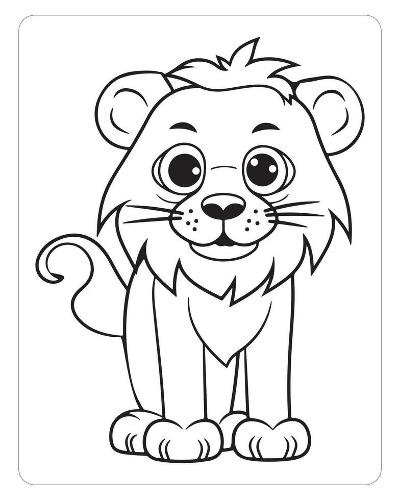 Cute Animals Coloring Pages, Animals Illustrations, Black and white Coloring Pages. vector