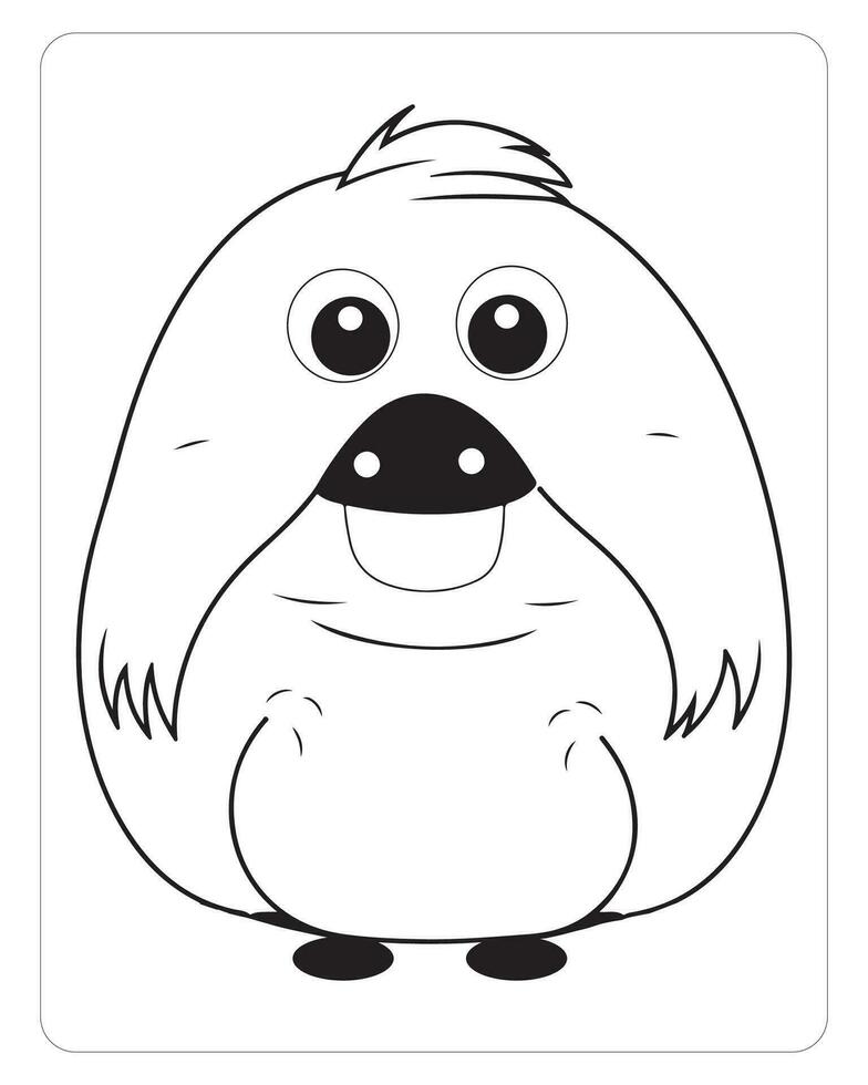 Cute Animals Coloring Pages, Animals Illustrations, Black and white Coloring Pages. vector