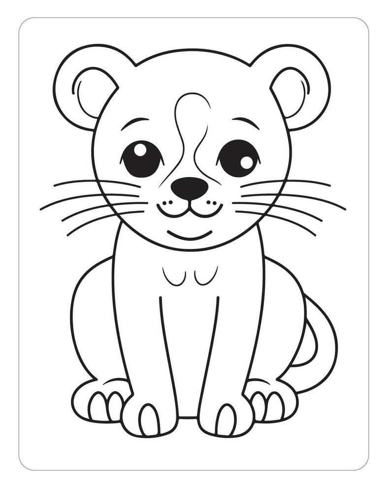 Cute Animals Coloring Pages, Animals Illustrations, Black and white
