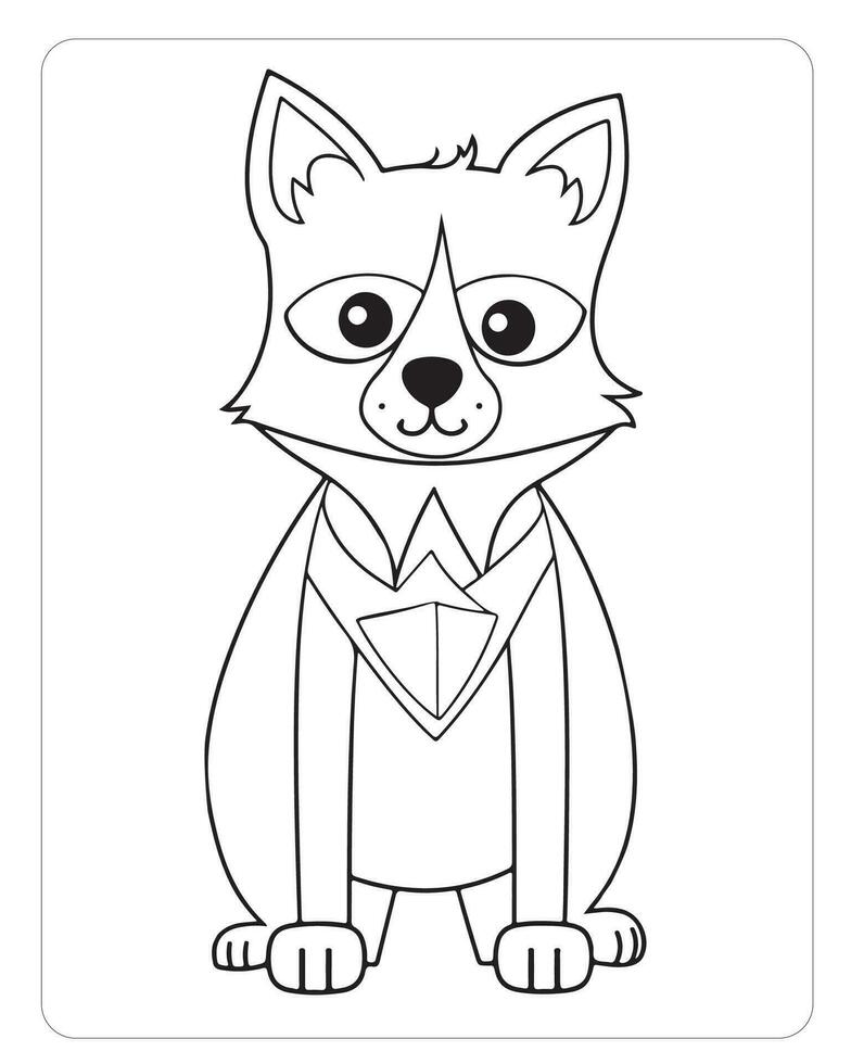 Cute Animals Coloring Pages, Animals Illustrations, Black and white Coloring Pages vector