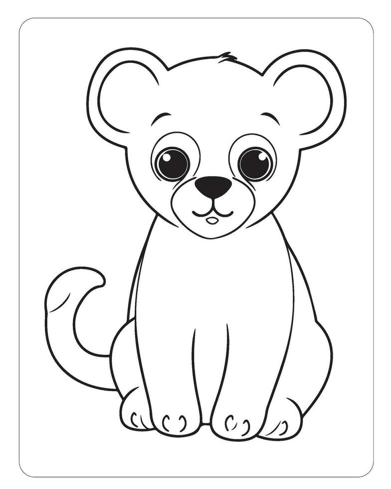 Cute Animals Coloring Pages, Animals Illustrations, Black and white Coloring Pages vector