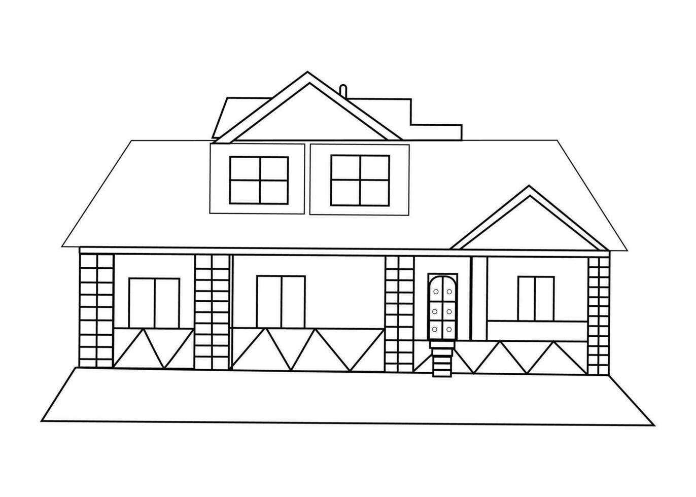 House Vector, House Coloring Pages for Kids. Coloring book for children and adults. Black and white illustration of a house. Contour figure of the cottage. vector
