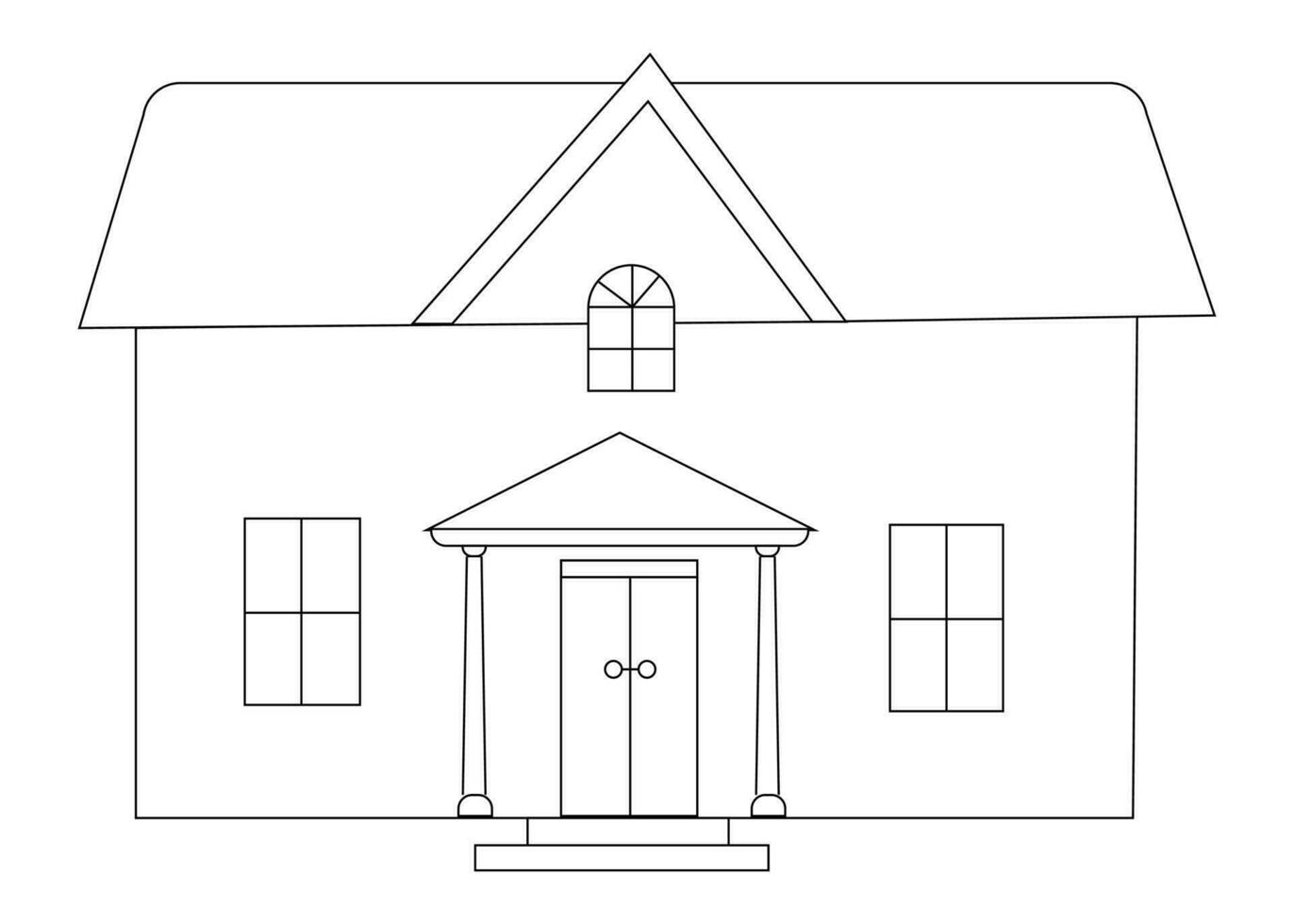 House Vector, House Coloring Pages for Kids. Coloring book for children and adults. Black and white illustration of a house. Contour figure of the cottage. vector