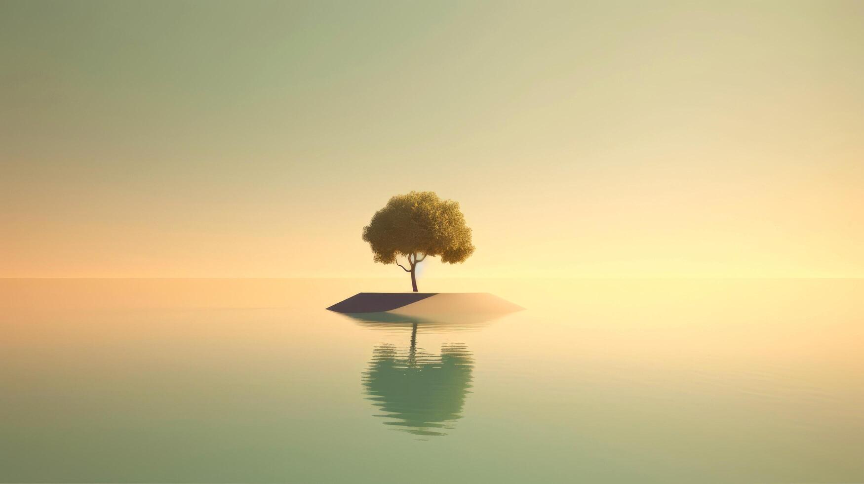 Abstract illustration minimalist landscape, alone tree in clear nature landscapeAbstract illustration minimalist landscape, Alone tree in clear nature landscape, illustration photo