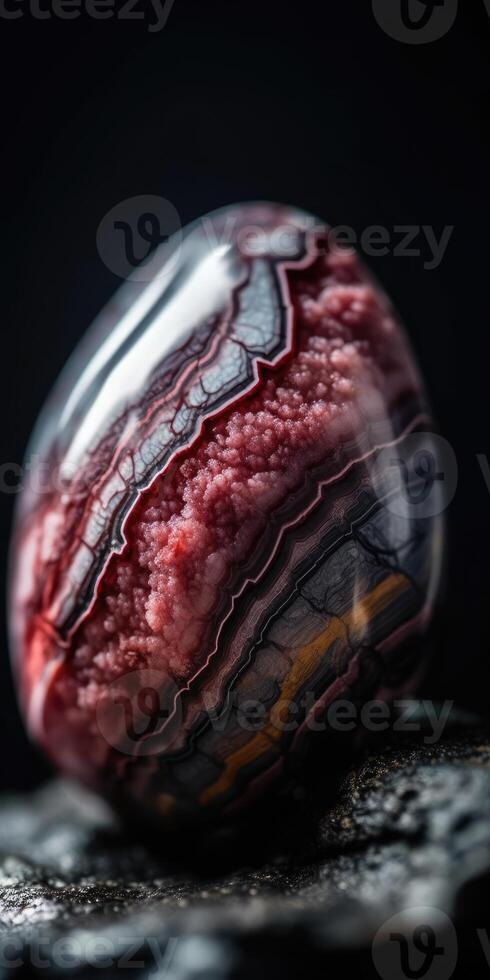 Photo of the mineral stone rhodolite close-up, macro.