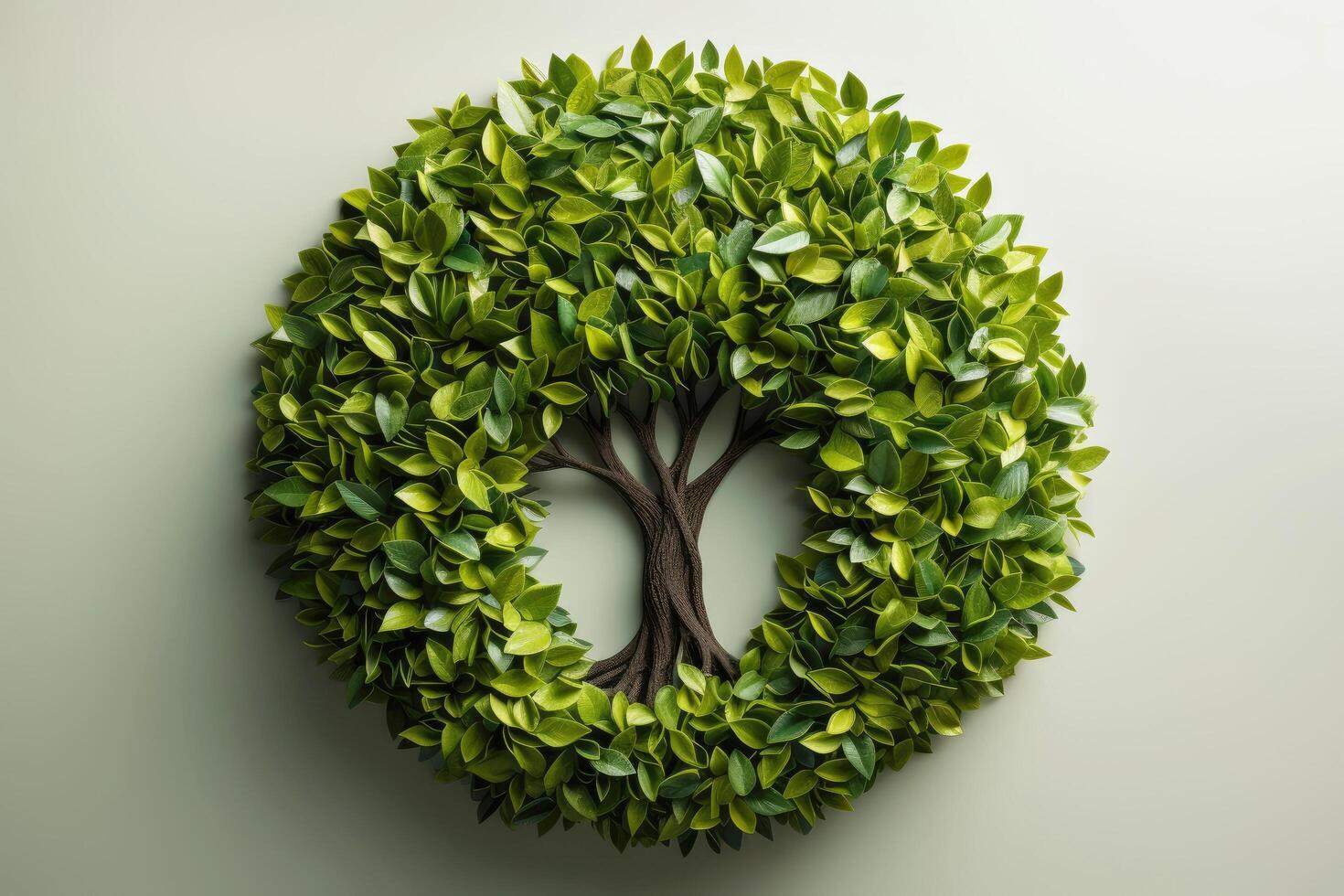 Ecosystem restoration, environment day concept tree background. Recycle icon paper cut banner with forest. Ecology project concept, illustration photo