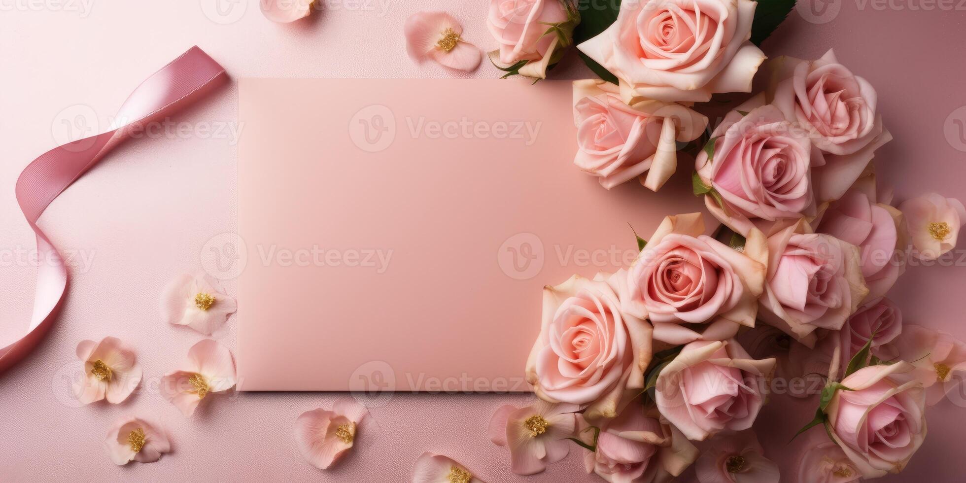 Wedding flowers and wedding invitation. photo