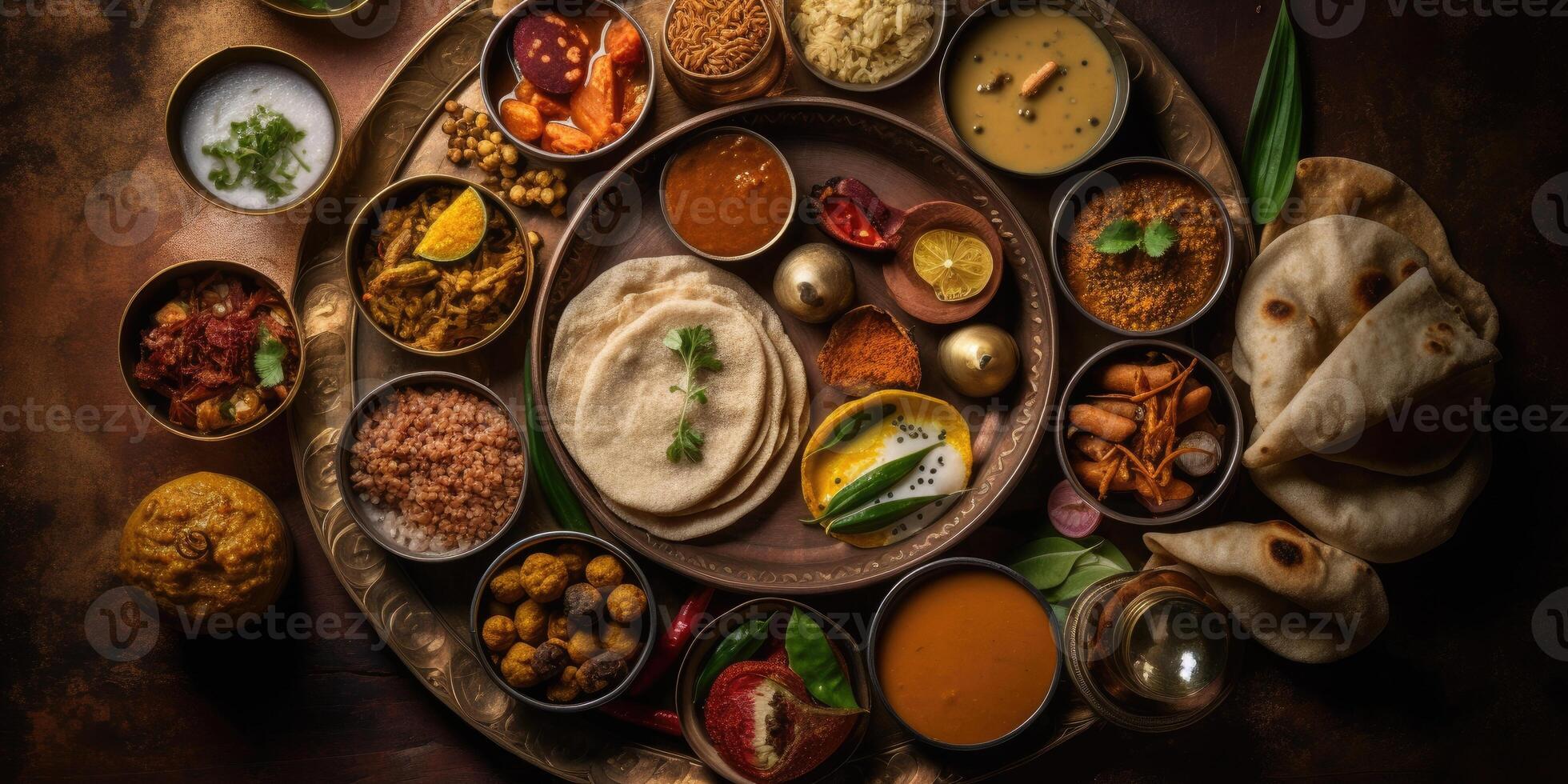 Indian national food close up. Generative AI photo