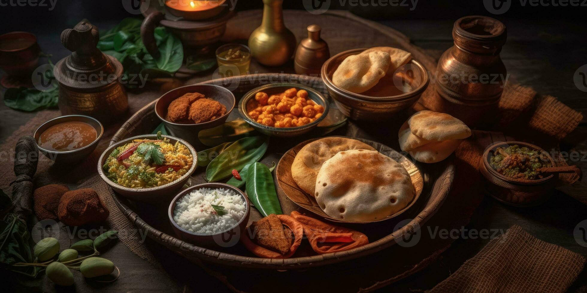 Indian national food close up. Generative AI photo