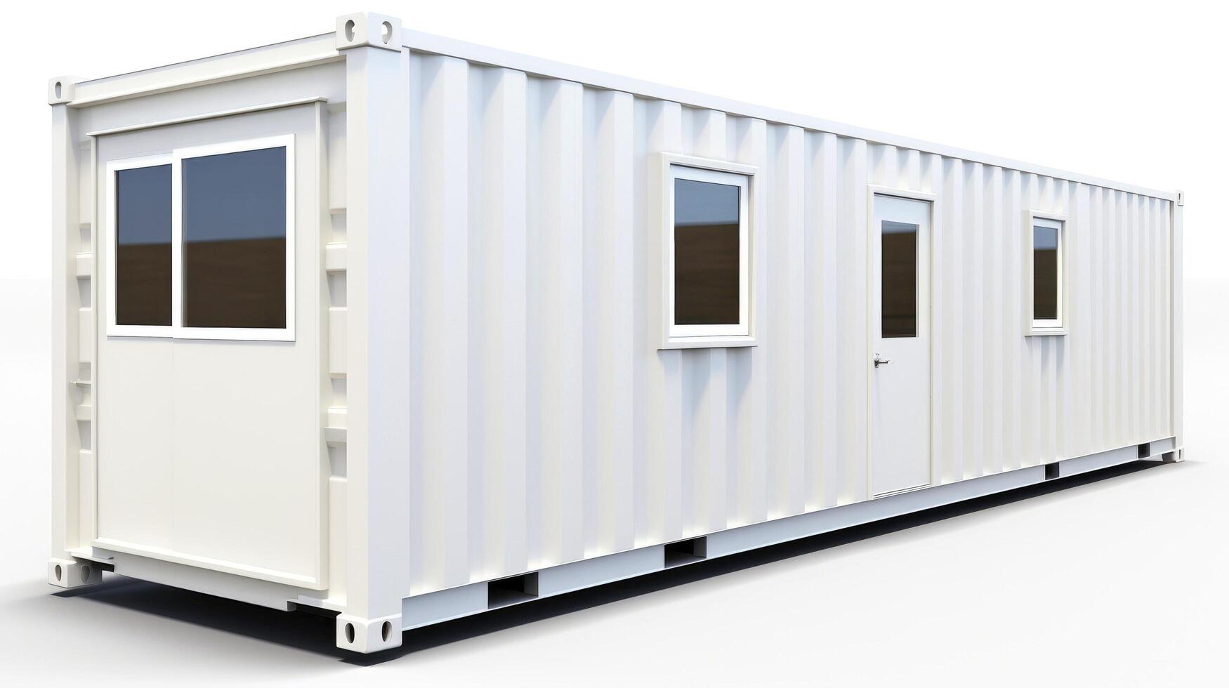 Mobile office buildings or container site office for construction site. Shipping container. Portable house and office cabins, illustration photo