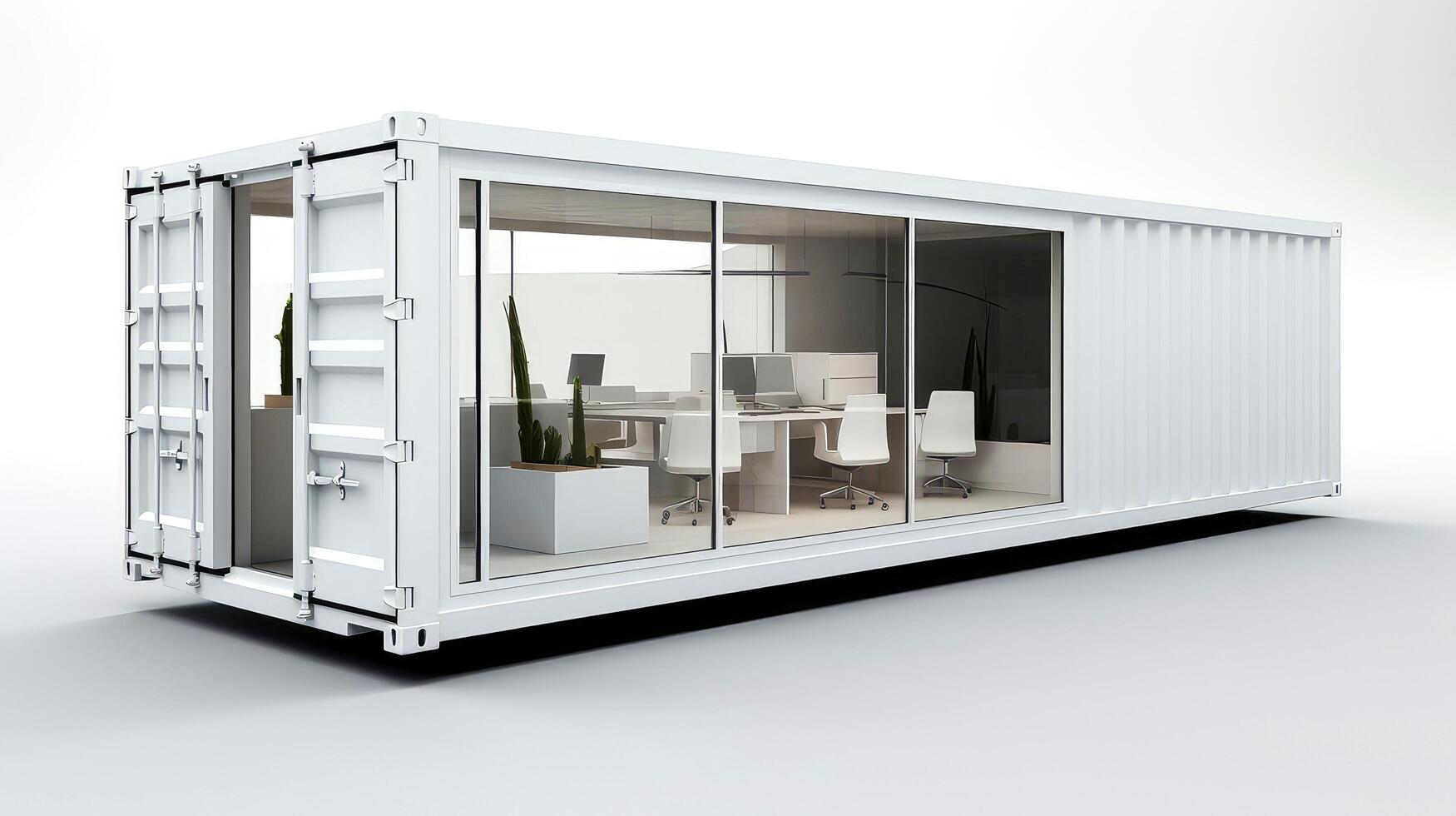 Mobile office buildings or container site office for construction site. Shipping container. Portable house and office cabins, illustration photo