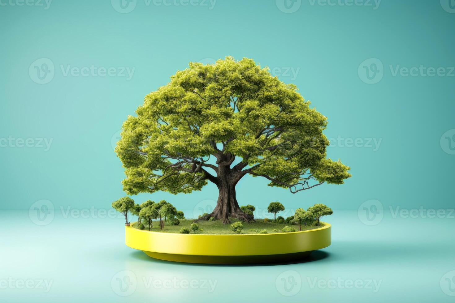 Ecosystem restoration, environment day concept tree background. Recycle icon paper cut banner with forest. Ecology project concept, illustration photo