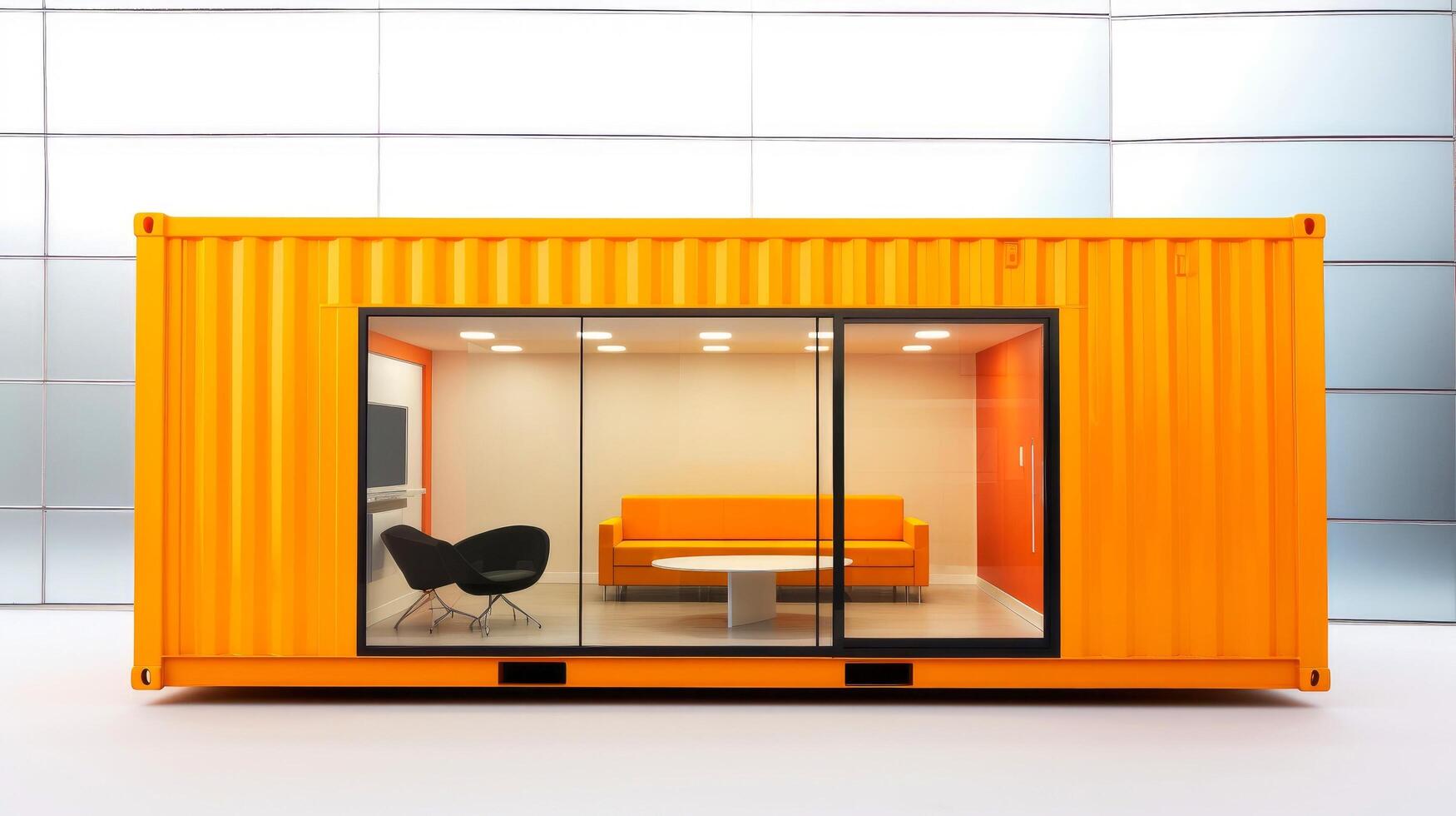 Mobile office buildings or container site office for construction site. Shipping container. Portable house and office cabins, illustration photo
