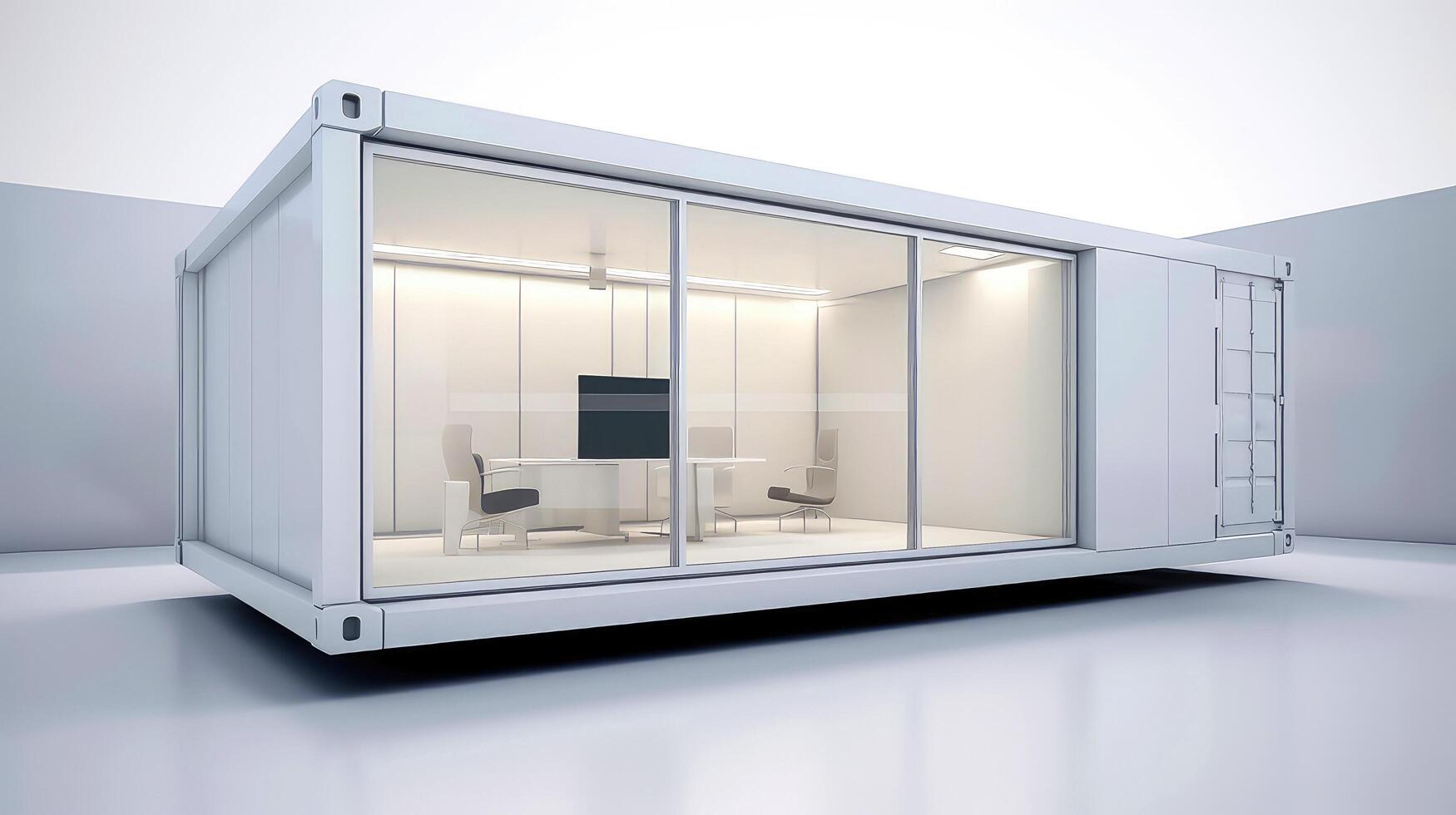 Mobile office buildings or container site office for construction site. Shipping container. Portable house and office cabins, illustration photo